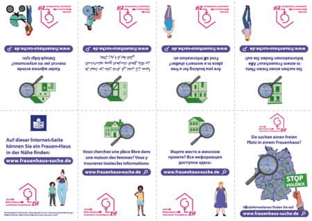Leporello mit Informationen zur Frauenhaus-Suche <br>
Druckeinstellung: "ohne Rand" Leporello mit Informationen zur Frauenhaus-Suche