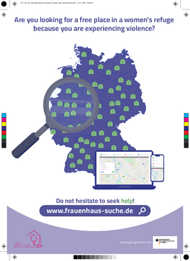 ZIF Frauenhaus-Suche Plakat mit Druckermarken A4 EN Hell ZIF Frauenhaus-Suche Plakat mit Druckermarken A4 EN Hell
