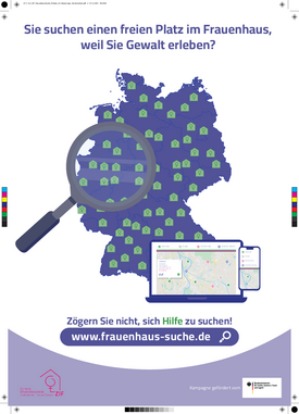 ZIF Frauenhaus-Suche Plakat mit Druckermarken A3 DE Hell ZIF Frauenhaus-Suche Plakat mit Druckermarken A3 DE Hell